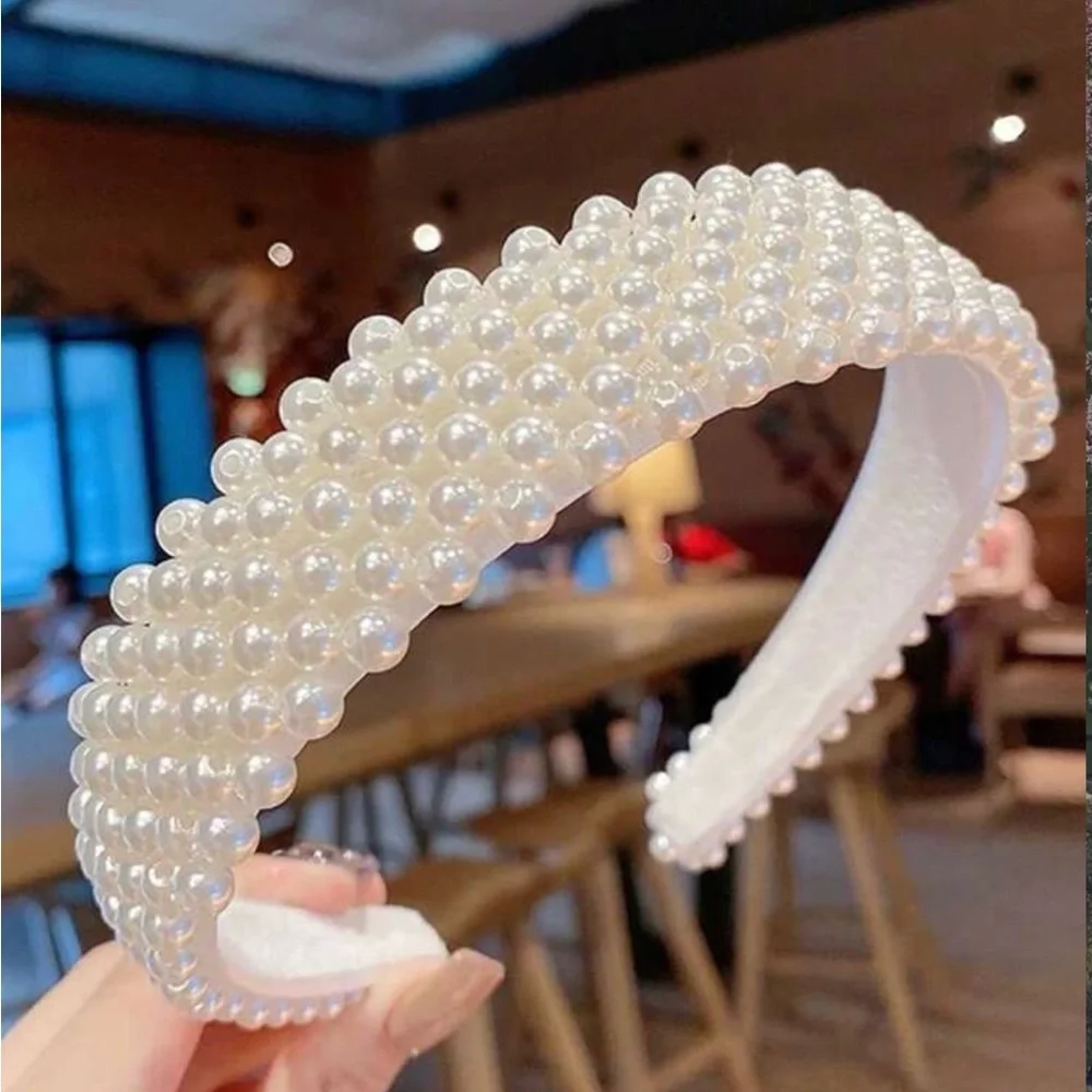 NEW! Elegant Ivory Pearl Beaded Headband